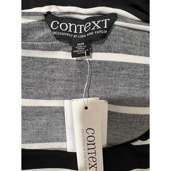 NWT Context long sleeve black-and-white striped blouse top size medium - Picture 5 of 7